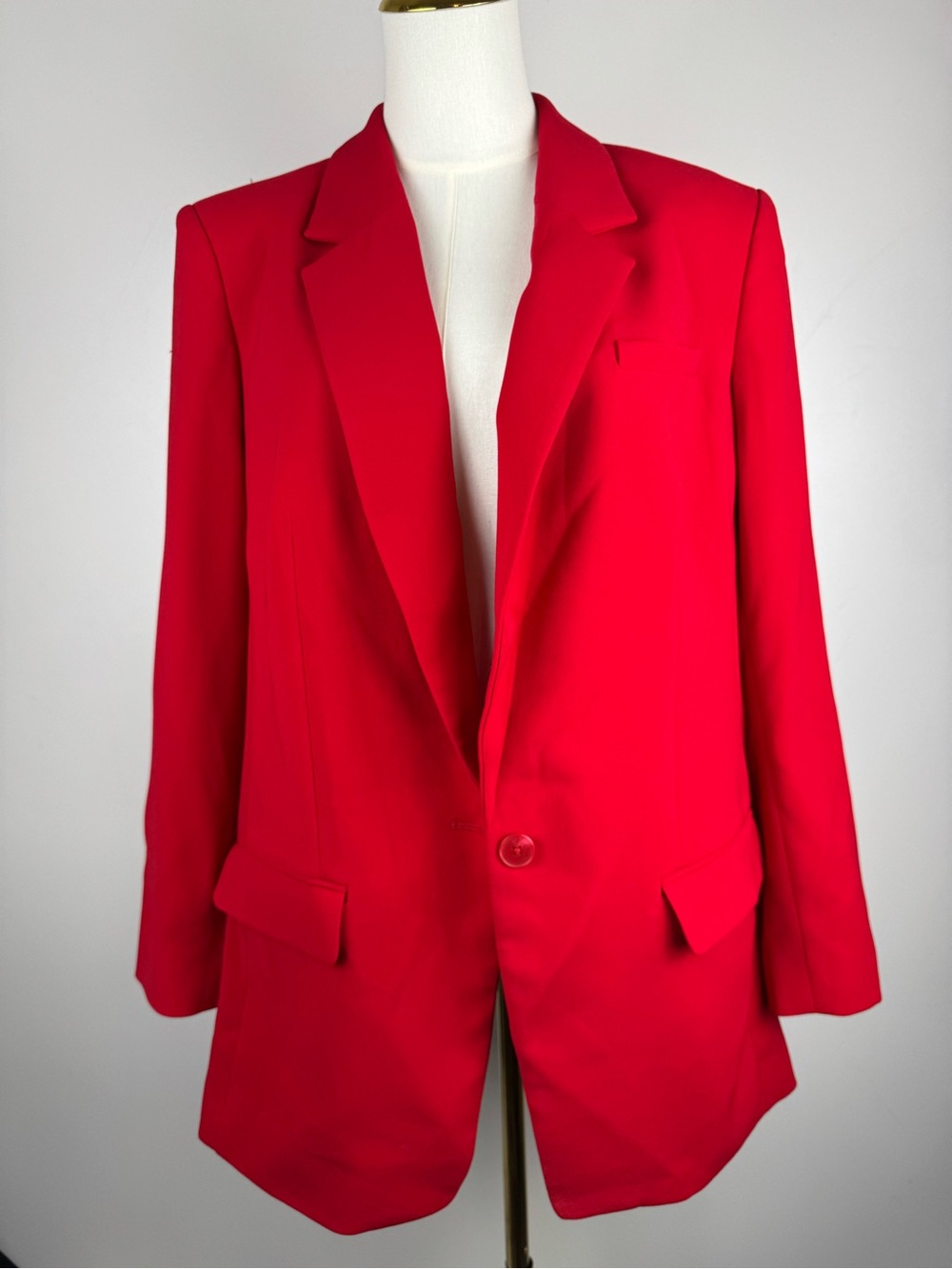Express Womens Red Single Button Blazer Jacket Size Large Notch Lapel Career